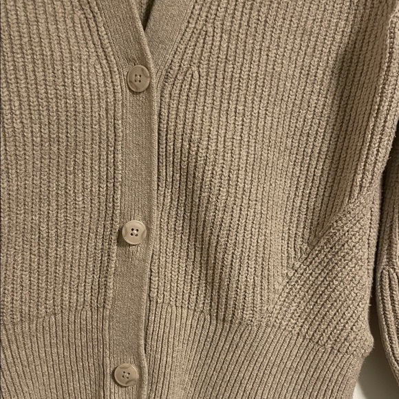 Amazon Essentials Ribbed V-Neck Button Cardigan - Beige - Picture 4 of 8